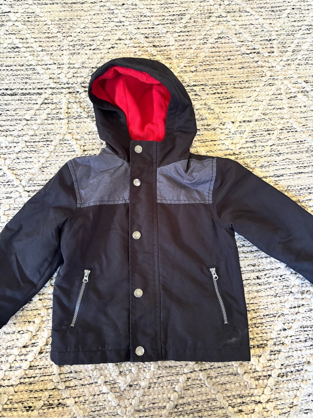 Carter's Black Kids Hooded Jacket with Fleece Red Lining